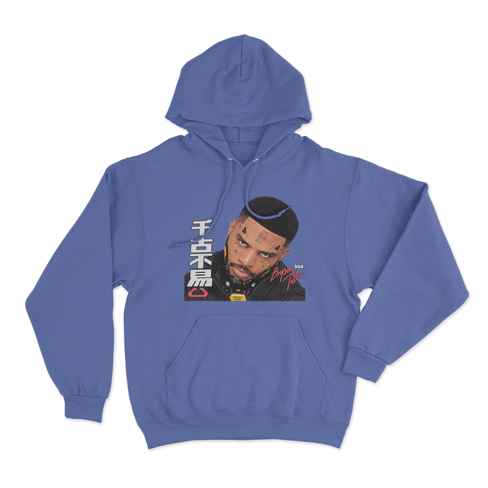 Bryson Tiller Cyberpunk Portrait Unisex Hoodie Blue Bryson Tiller Cyberpunk Portrait Unisex Hoodie Blue