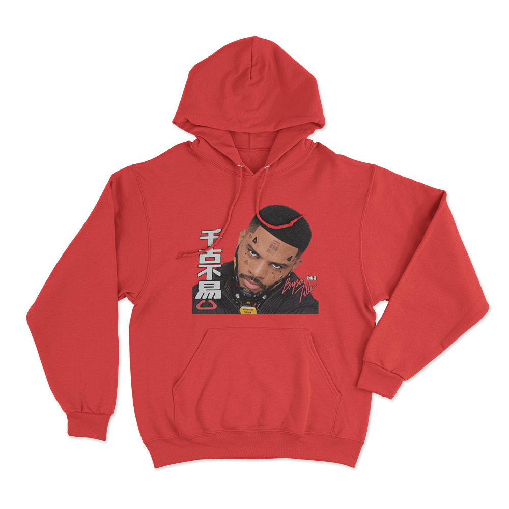 Bryson Tiller Cyberpunk Portrait Unisex Hoodie Red Bryson Tiller Cyberpunk Portrait Unisex Hoodie Red