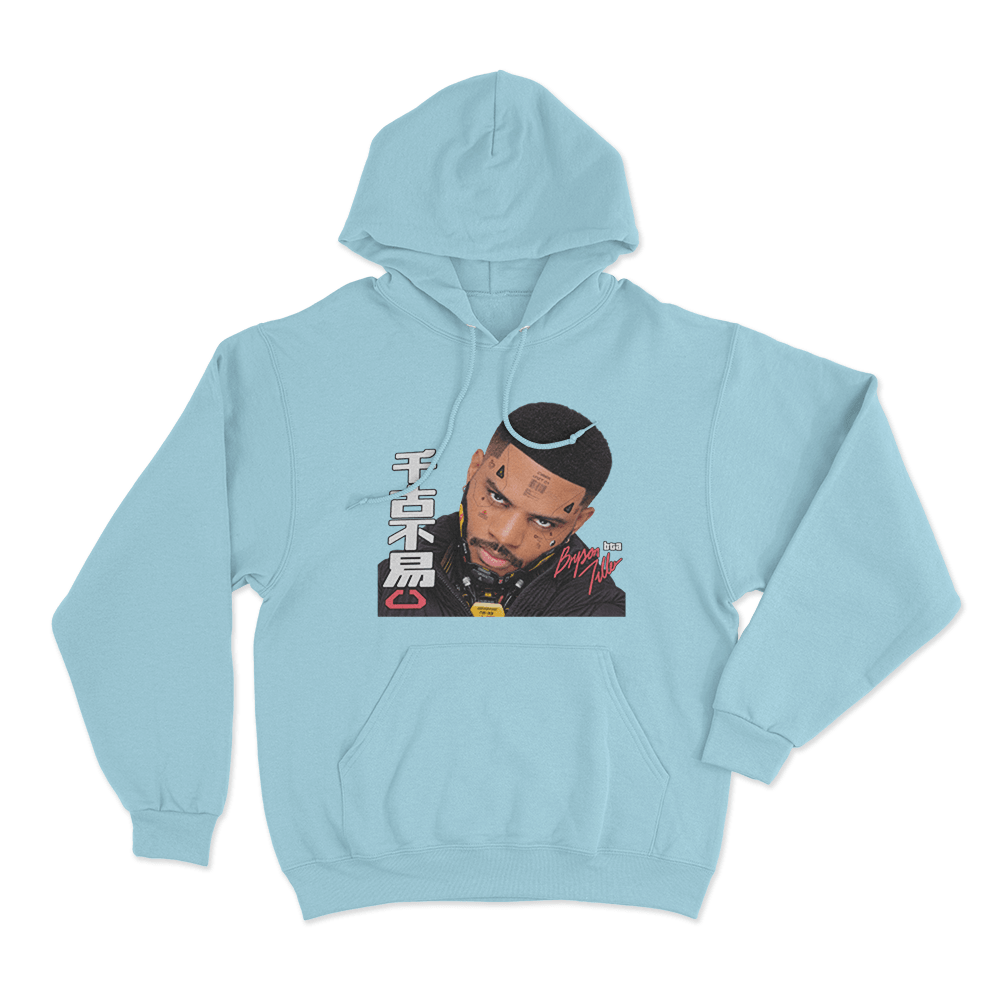 Bryson Tiller Cyberpunk Portrait Unisex Hoodie Sky Blue Bryson Tiller Cyberpunk Portrait Unisex Hoodie Sky Blue