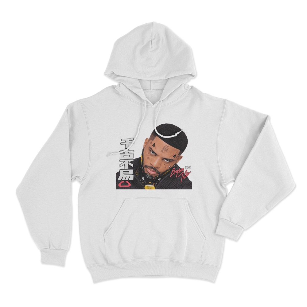 Bryson Tiller Cyberpunk Portrait Unisex Hoodie White Bryson Tiller Cyberpunk Portrait Unisex Hoodie White