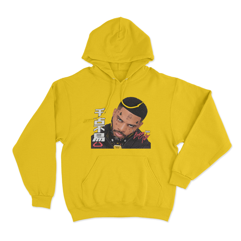 Bryson Tiller Cyberpunk Portrait Unisex Hoodie Yellow Bryson Tiller Cyberpunk Portrait Unisex Hoodie Yellow